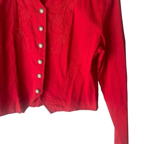 Ozark‎ Mountain Vintage 90s Women's Size Small Red Emboridered Western Button Up - Picture 3 of 8